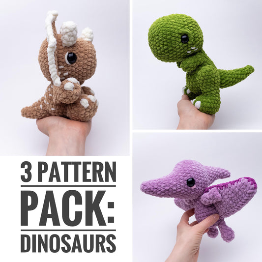 TheresasCrochetShop 3 Dinosaurs Amigurumi Crochet Pattern Pack PDF