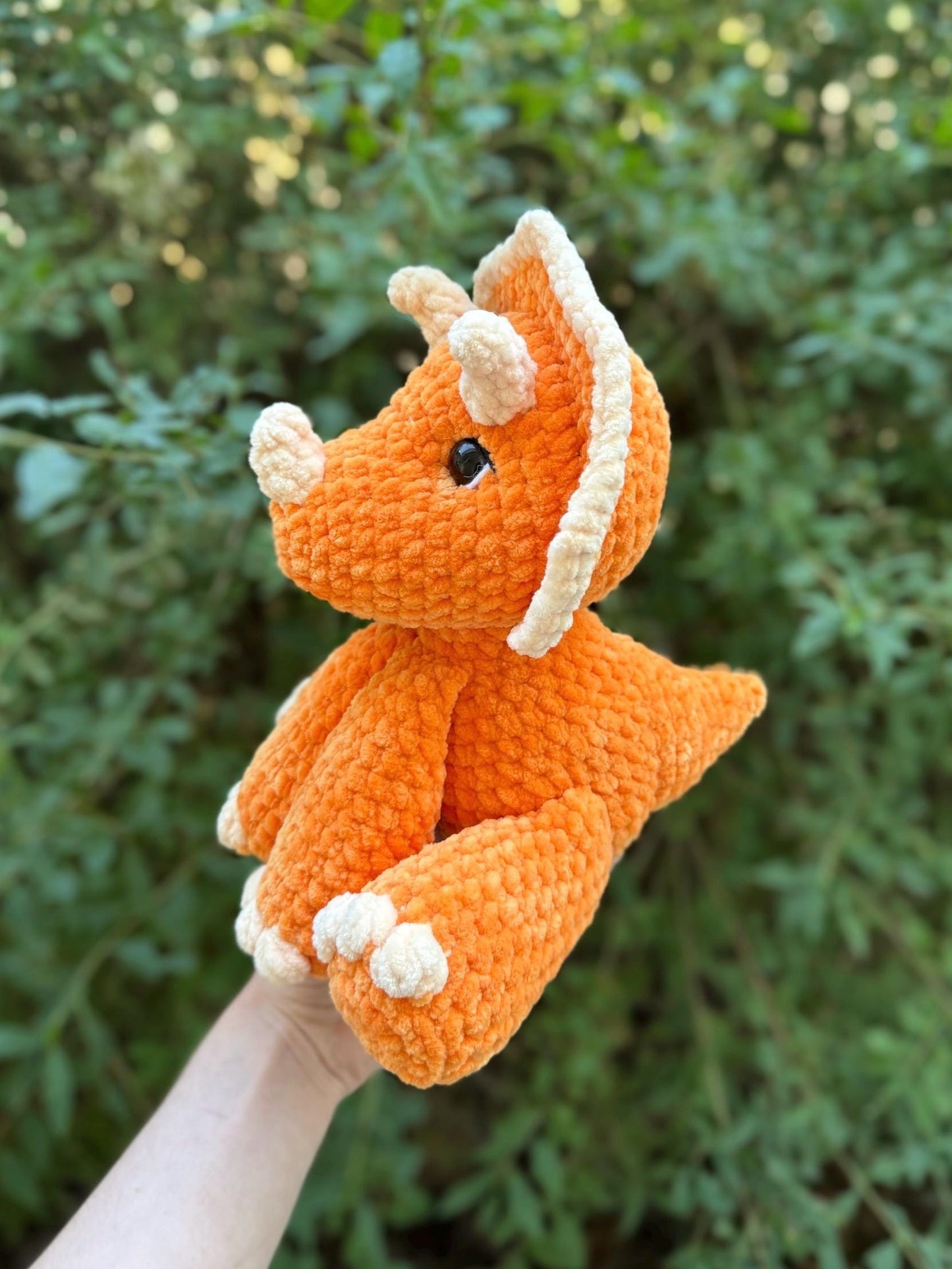 KnotsandSnugglesCo Terry the Triceratops Amigurumi Crochet Pattern PDF