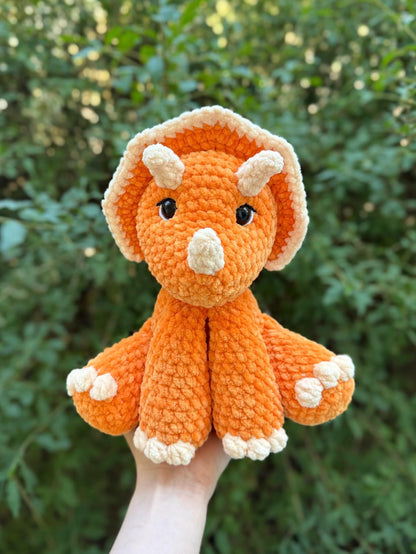 KnotsandSnugglesCo Terry the Triceratops Amigurumi Crochet Pattern PDF