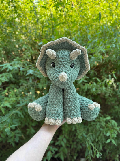 KnotsandSnugglesCo Terry the Triceratops Amigurumi Crochet Pattern PDF