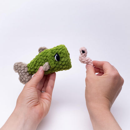 TheresasCrochetShop No-Sew Baby Bass with Worm Amigurumi Crochet Pattern PDF
