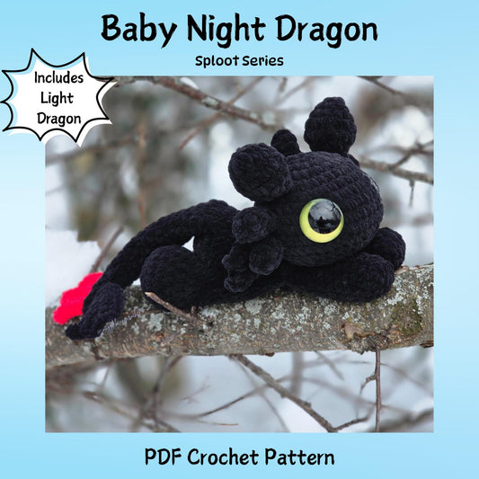 SnuggleBeansCrochet Baby Night Dragon Sploot Crochet Pattern Low-Sew Amigurumi PDF