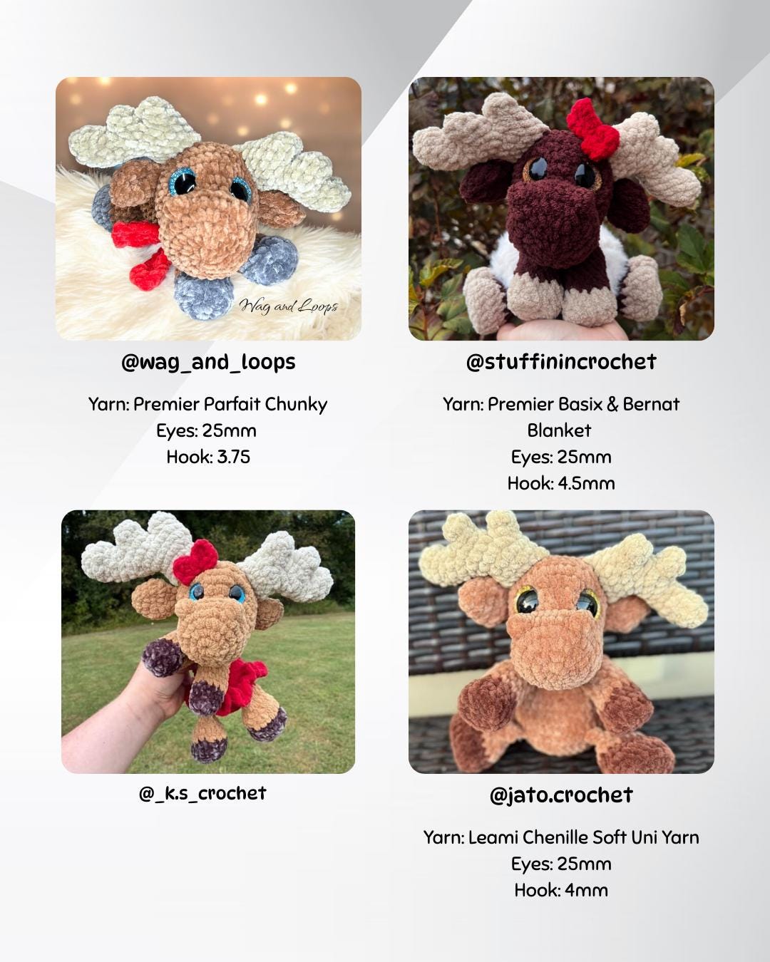 SnuggleBeansCrochet Melvin & Maple the Moose Crochet Pattern Advanced Intermediate PDF