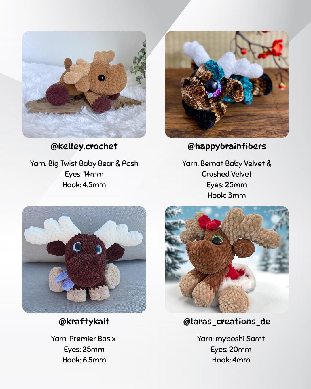 SnuggleBeansCrochet Melvin & Maple the Moose Crochet Pattern Advanced Intermediate PDF