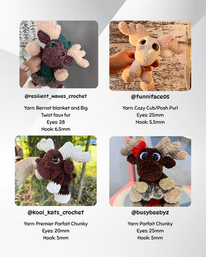 SnuggleBeansCrochet Melvin & Maple the Moose Crochet Pattern Advanced Intermediate PDF