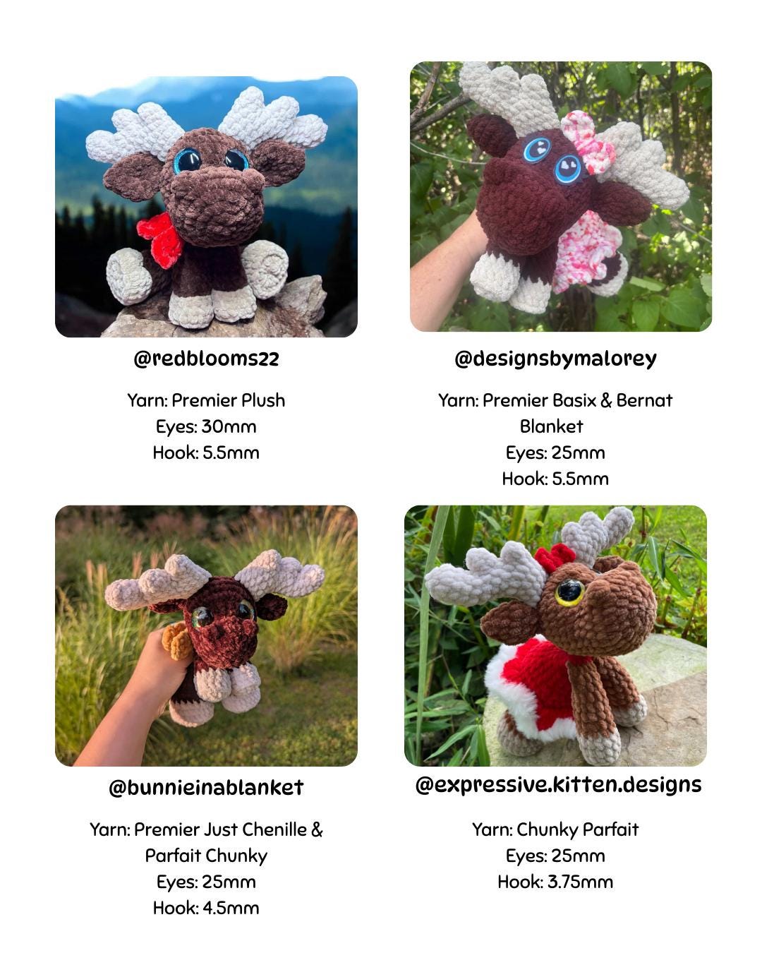 SnuggleBeansCrochet Melvin & Maple the Moose Crochet Pattern Advanced Intermediate PDF