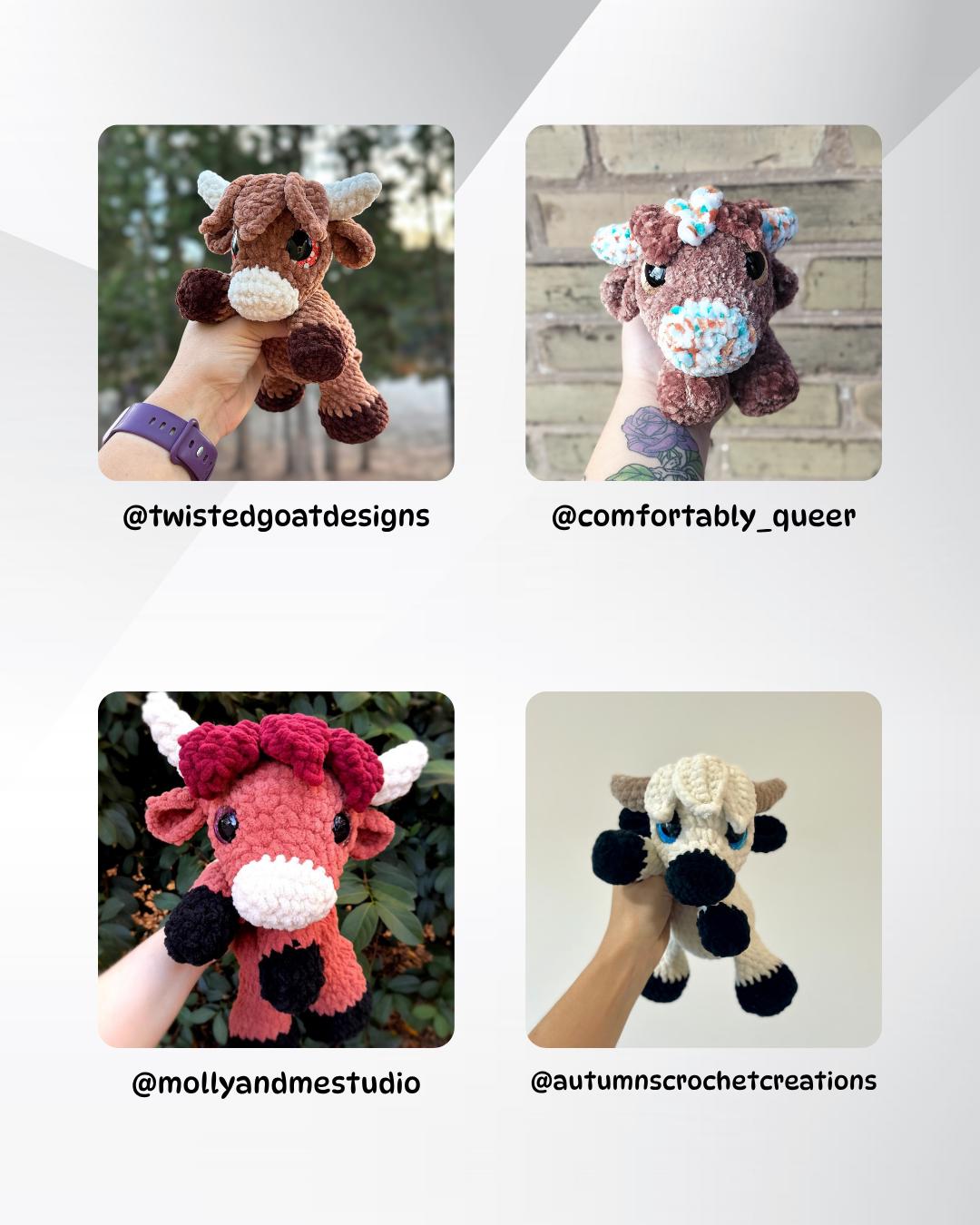 SnuggleBeansCrochet Hewie the Highland Cow Crochet Pattern Intermediate PDF