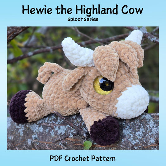 SnuggleBeansCrochet Hewie the Highland Cow Crochet Pattern Intermediate PDF