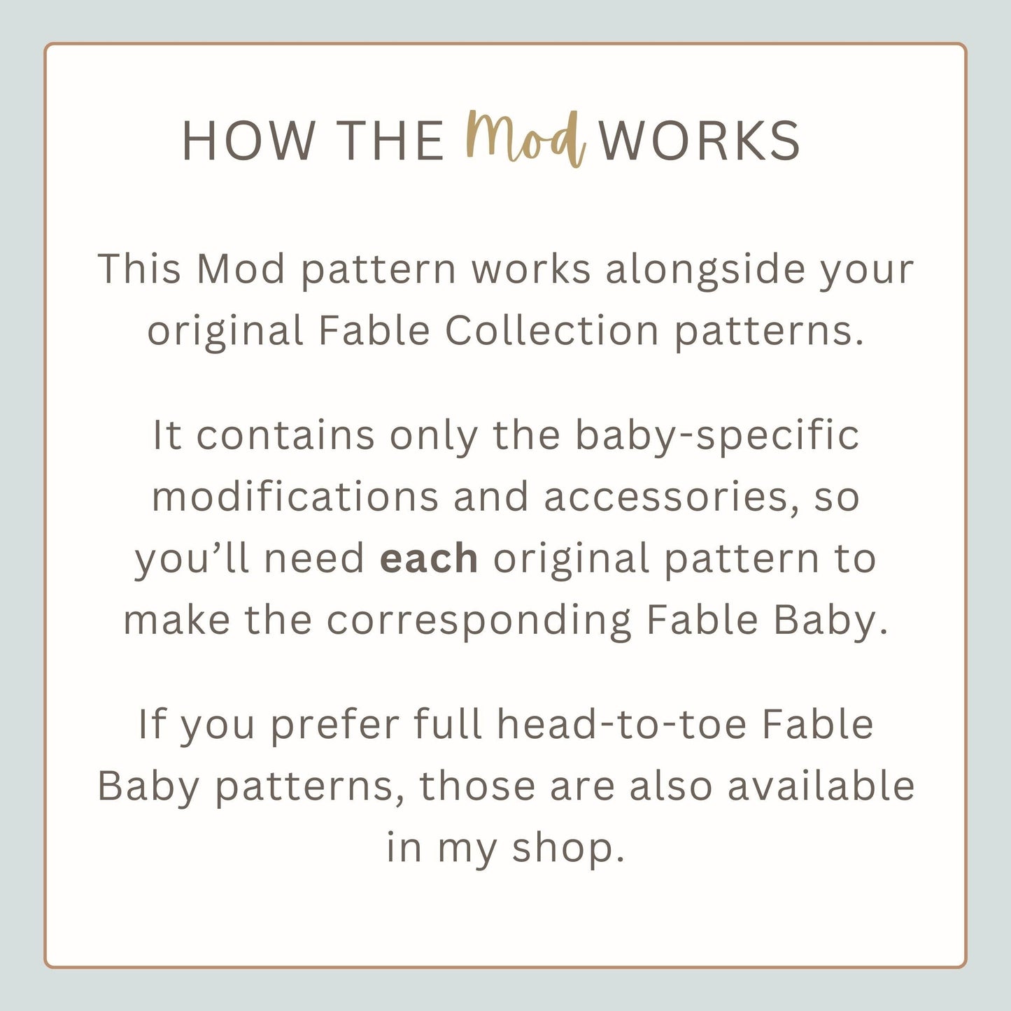 Oak and Marlow Fable Baby Mod Crochet Pattern (Fable Collection Extension)