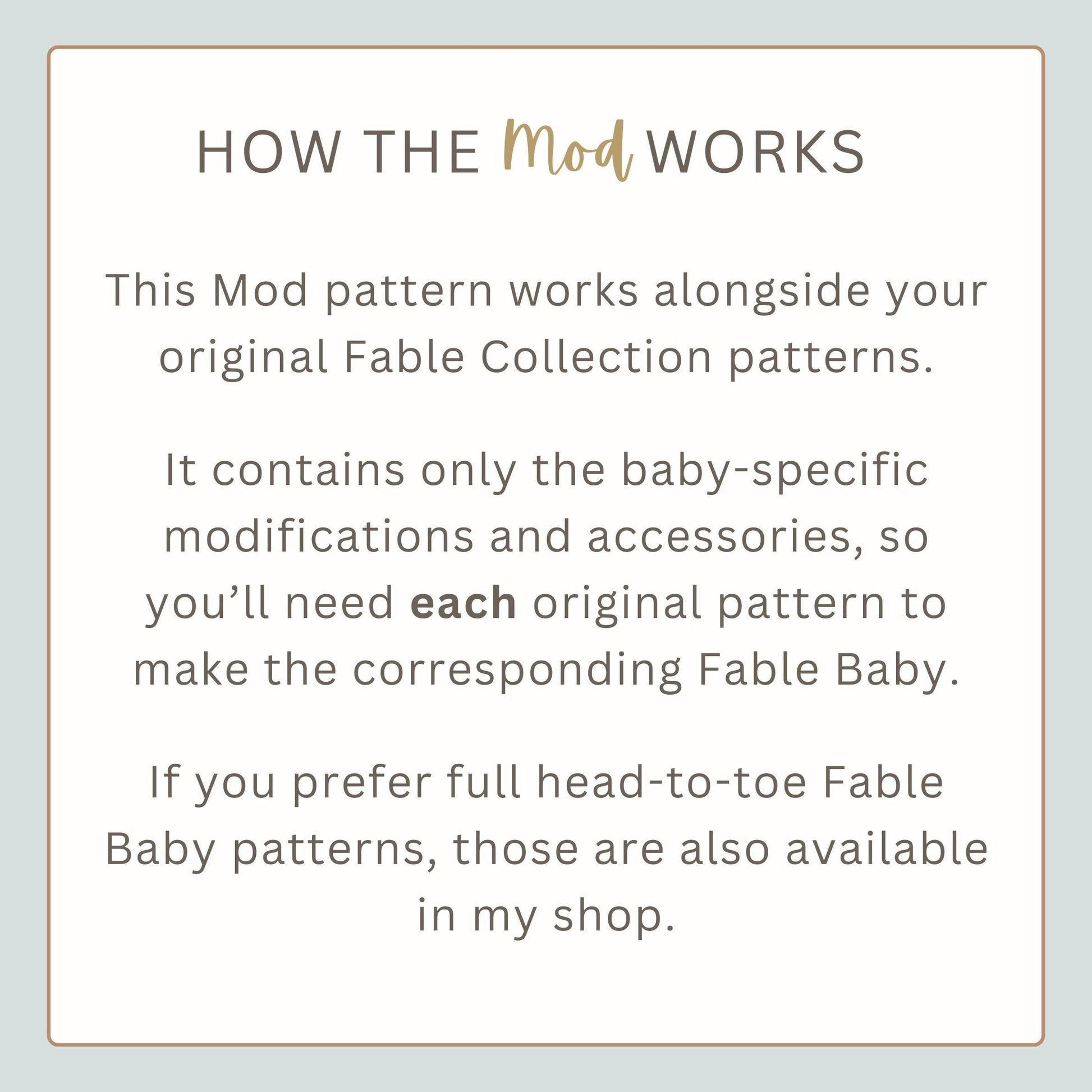 Oak and Marlow Fable Baby Mod Crochet Pattern (Fable Collection Extension)