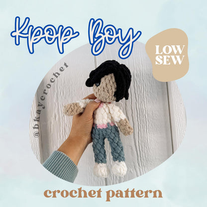 BkayCrochetCo Kpop Boy Low Sew Amigurumi Crochet Pattern PDF