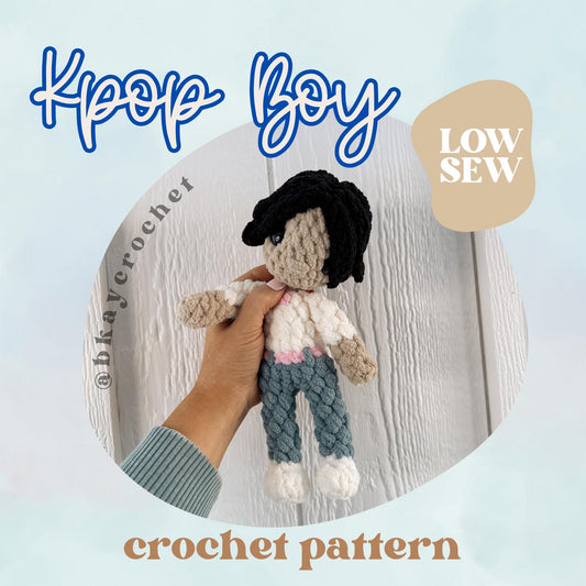 BkayCrochetCo Kpop Boy Low Sew Amigurumi Crochet Pattern PDF