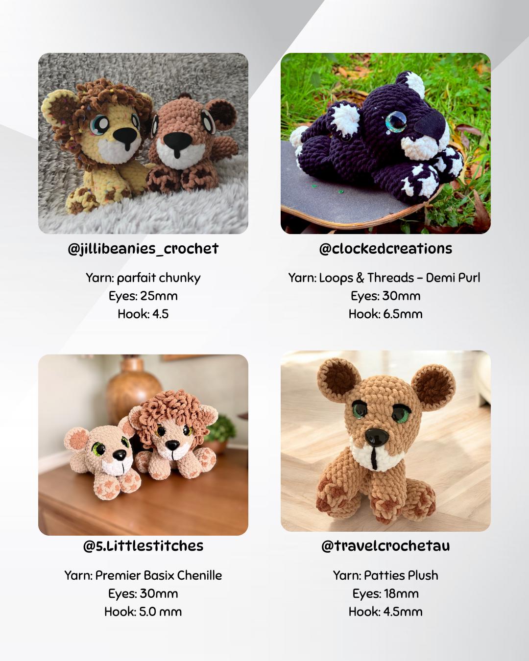 SnuggleBeansCrochet Libby & Lester the Lion Crochet Pattern Low-Sew Amigurumi PDF