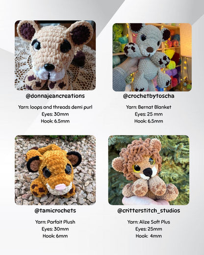 SnuggleBeansCrochet Libby & Lester the Lion Crochet Pattern Low-Sew Amigurumi PDF