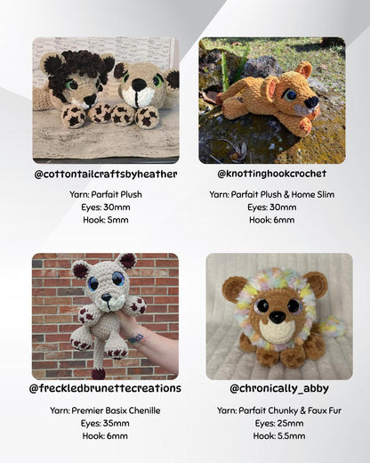 SnuggleBeansCrochet Libby & Lester the Lion Crochet Pattern Low-Sew Amigurumi PDF