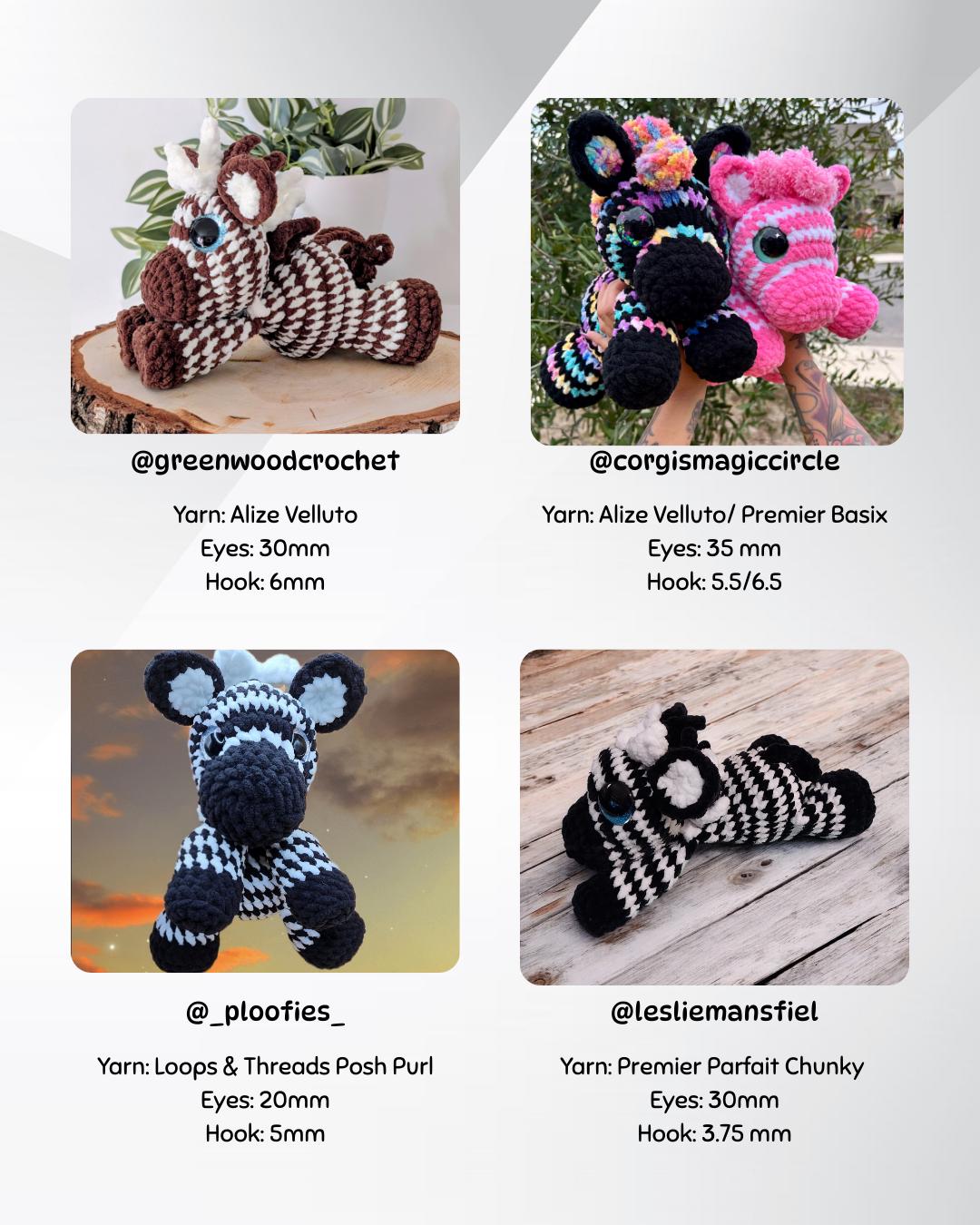 SnuggleBeansCrochet Zippy the Zebra Crochet Pattern Sploot Series PDF