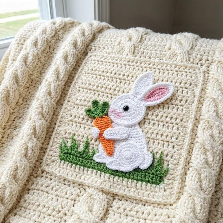 Hooktasyy Bunny Applique Crochet Pattern Easter Day Gift Tag PDF