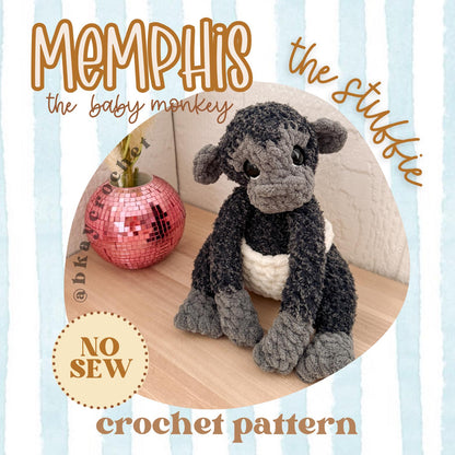 BkayCrochetCo Memphis the Monkey STUFFIE Amigurumi Crochet Pattern PDF