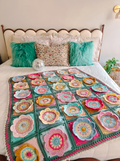 Wynona Bloom Blanket Granny Square Crochet Pattern with Video Help (PDF Pattern)