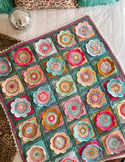Wynona Bloom Blanket Granny Square Crochet Pattern with Video Help (PDF Pattern)