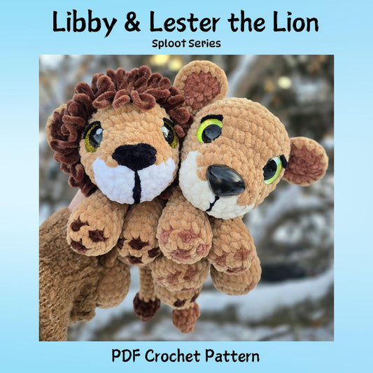 SnuggleBeansCrochet Libby & Lester the Lion Crochet Pattern Low-Sew Amigurumi PDF