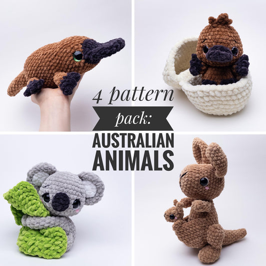 TheresasCrochetShop 4 Australian Animals Amigurumi Crochet Pattern Pack PDF