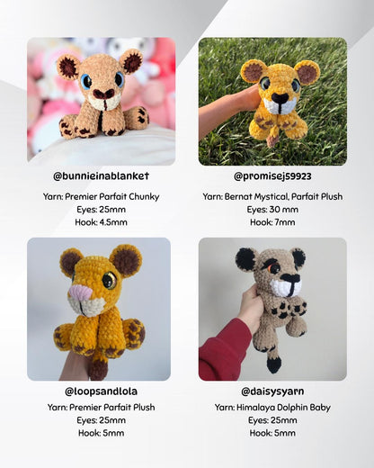 SnuggleBeansCrochet Libby & Lester the Lion Crochet Pattern Low-Sew Amigurumi PDF
