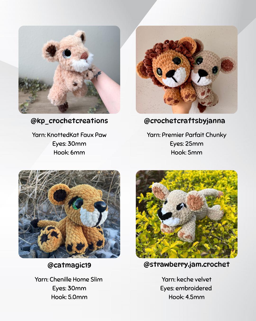 SnuggleBeansCrochet Libby & Lester the Lion Crochet Pattern Low-Sew Amigurumi PDF