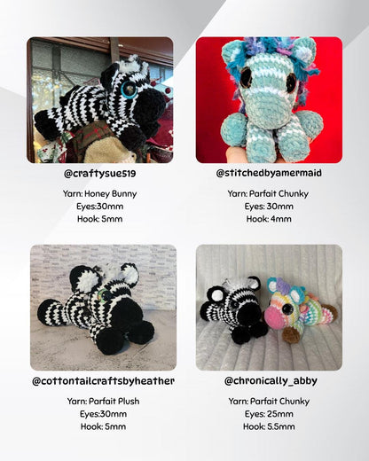 SnuggleBeansCrochet Zippy the Zebra Crochet Pattern Sploot Series PDF