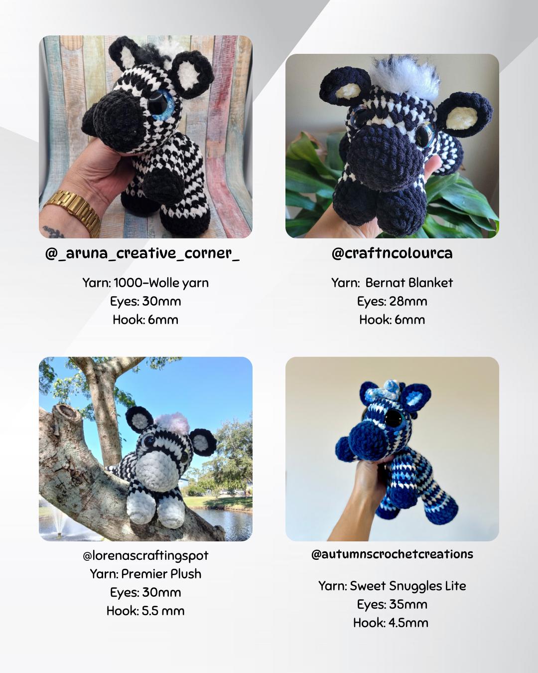 SnuggleBeansCrochet Zippy the Zebra Crochet Pattern Sploot Series PDF