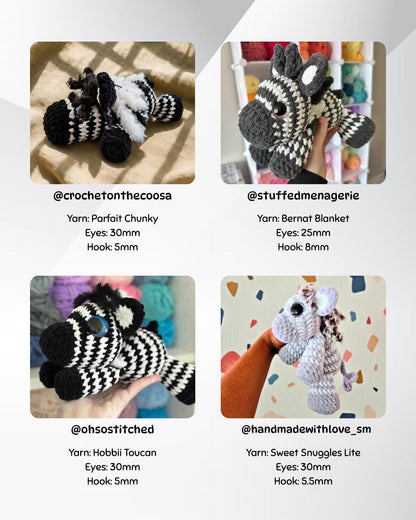 SnuggleBeansCrochet Zippy the Zebra Crochet Pattern Sploot Series PDF