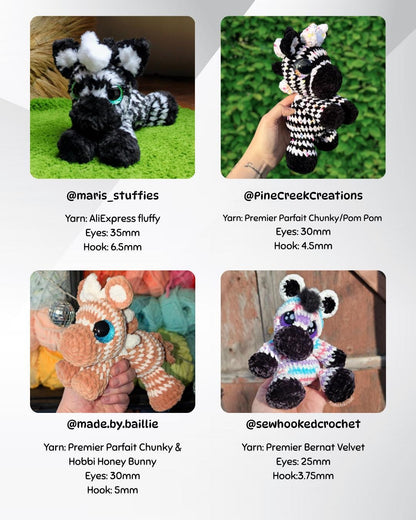 SnuggleBeansCrochet Zippy the Zebra Crochet Pattern Sploot Series PDF