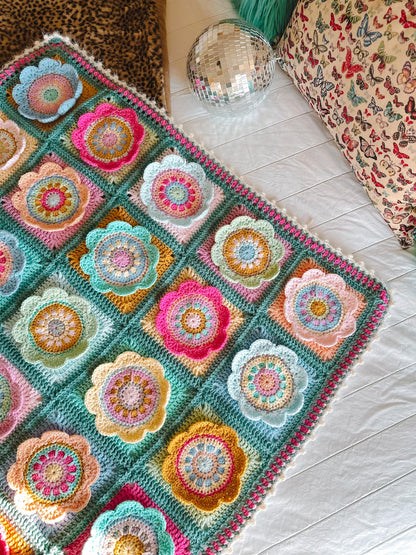 Wynona Bloom Blanket Granny Square Crochet Pattern with Video Help (PDF Pattern)