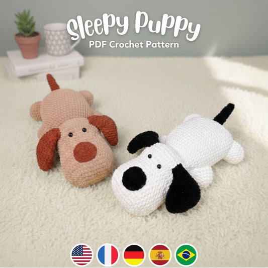 Bedabee Sleepy Puppy Dog Crochet Pattern Amigurumi PDF Tutorial