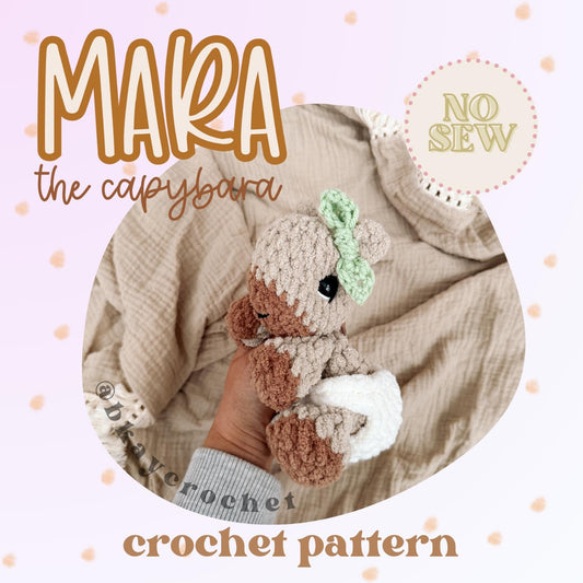 BkayCrochetCo Mara the Capybara SNUGGLER Amigurumi Crochet Pattern PDF