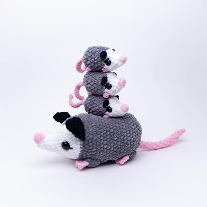 TheresasCrochetShop Mama and Babies Opossum Set Amigurumi Crochet Pattern PDF