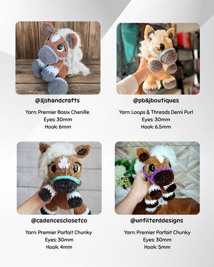 SnuggleBeansCrochet Hailey the Horse Crochet Pattern Bundle Sploot Series PDF