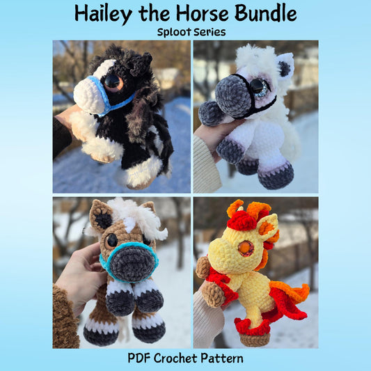SnuggleBeansCrochet Hailey the Horse Crochet Pattern Bundle Sploot Series PDF
