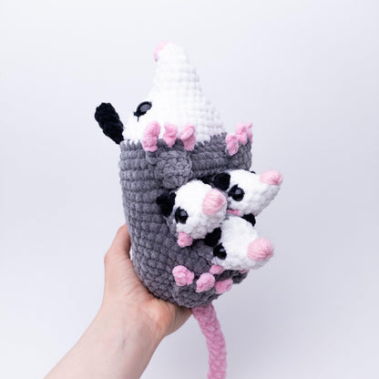 TheresasCrochetShop Mama and Babies Opossum Set Amigurumi Crochet Pattern PDF