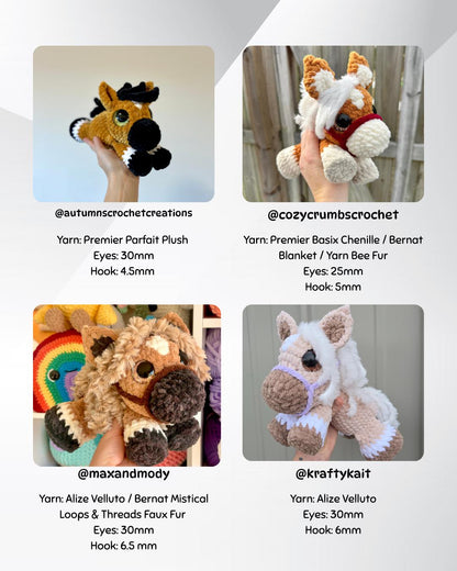 SnuggleBeansCrochet Hailey the Horse Crochet Pattern Bundle Sploot Series PDF