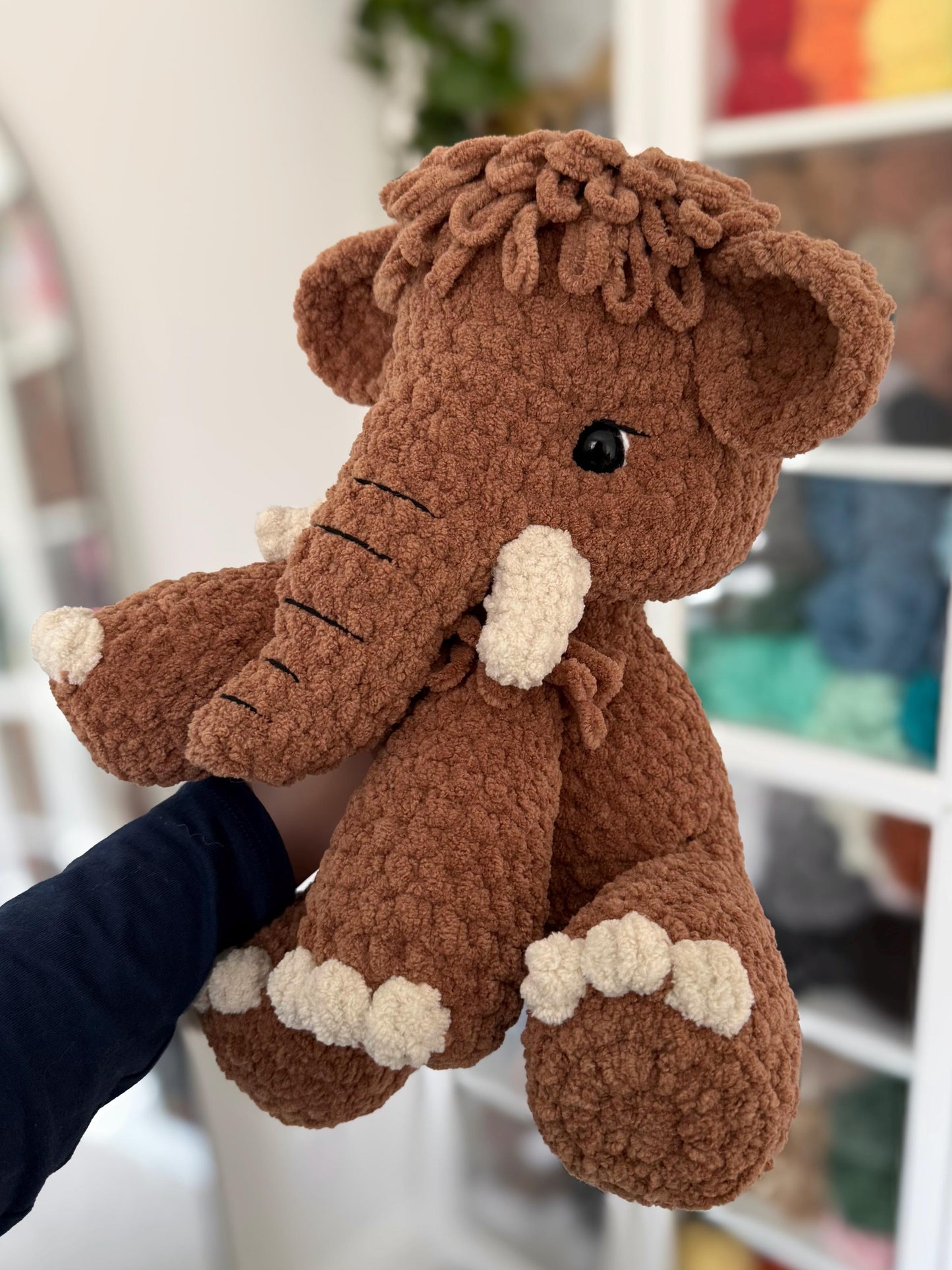 Crochet Sitting Woolly Mammoth Pattern Amigurumi Stuffed Animal Tutorial PDF