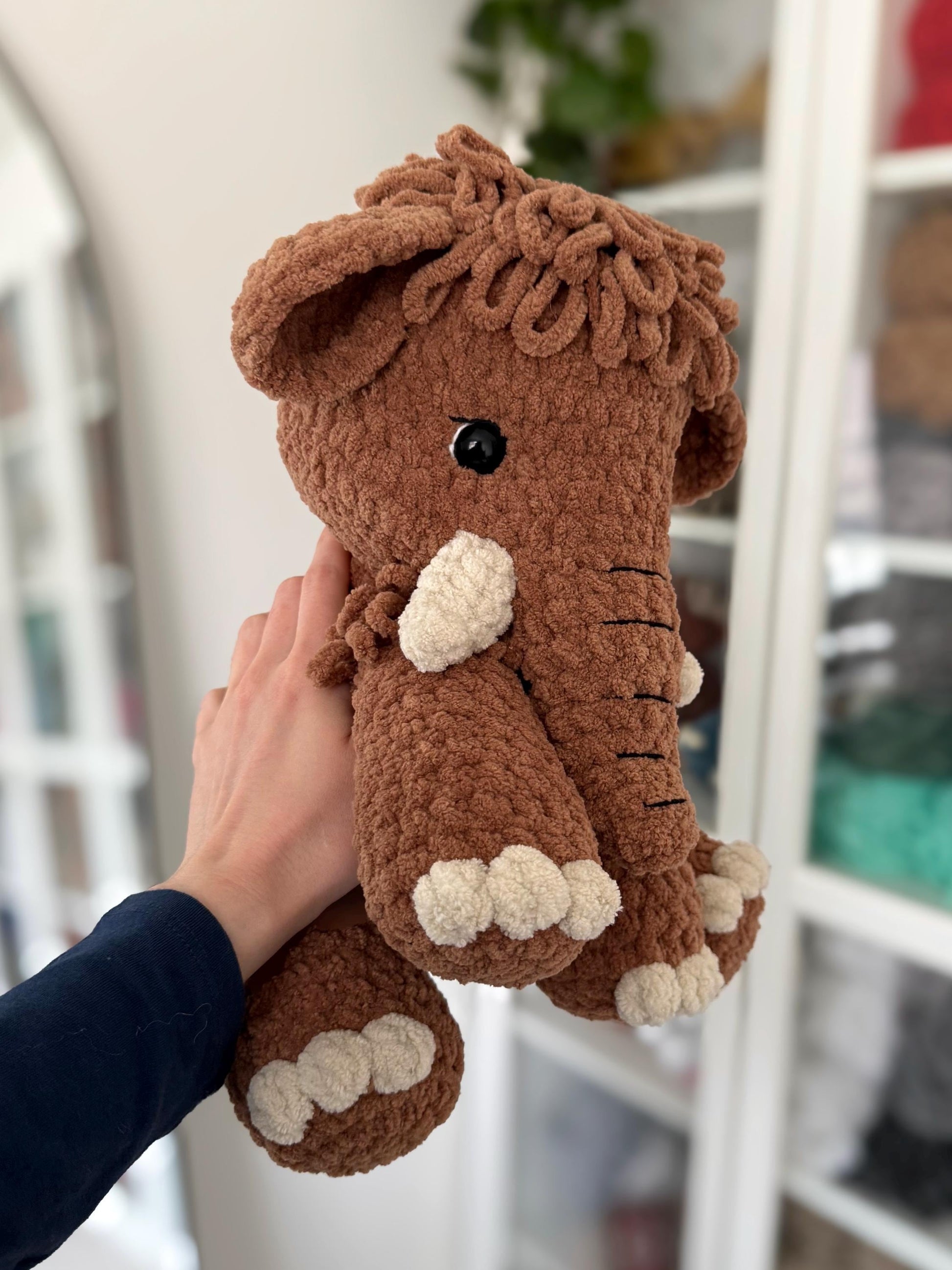 Crochet Sitting Woolly Mammoth Pattern Amigurumi Stuffed Animal Tutorial PDF