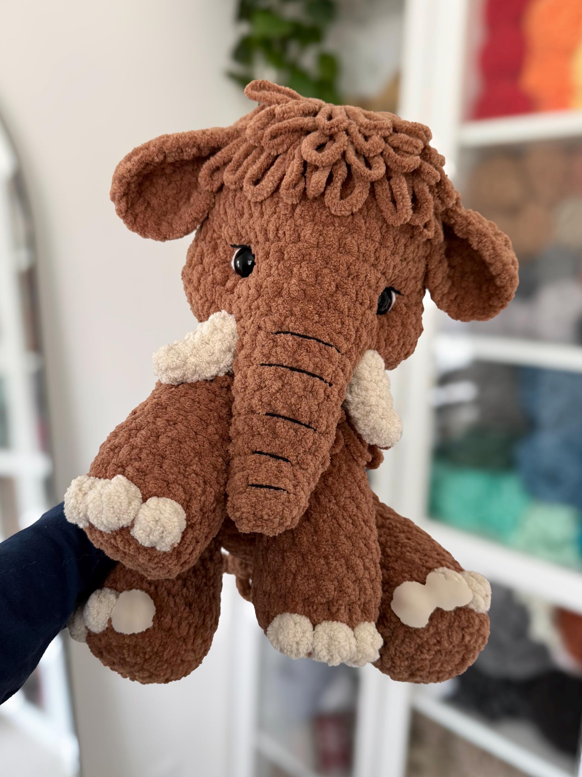 Crochet Sitting Woolly Mammoth Pattern Amigurumi Stuffed Animal Tutorial PDF