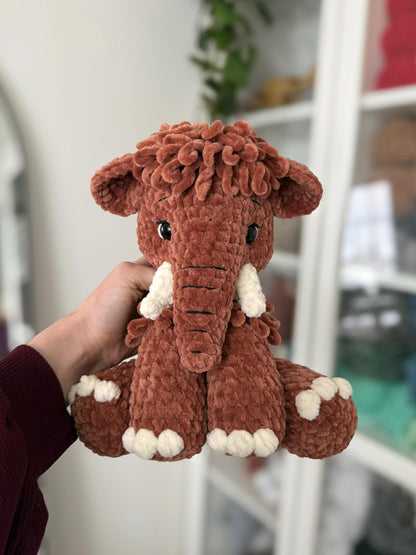 Crochet Sitting Woolly Mammoth Pattern Amigurumi Stuffed Animal Tutorial PDF