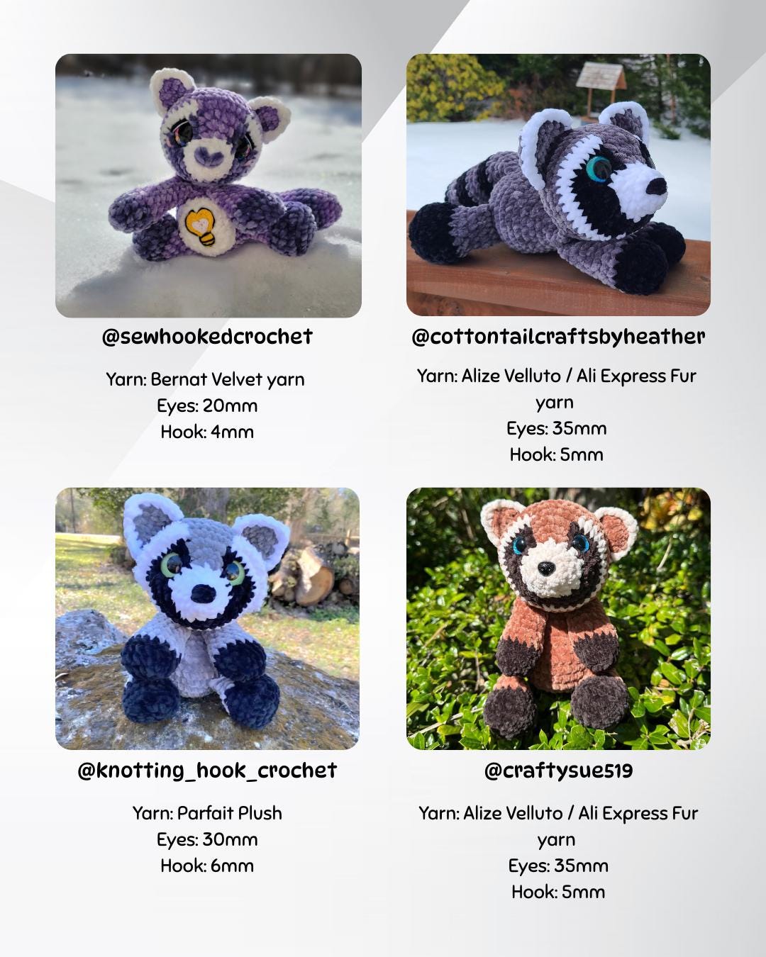 SnuggleBeansCrochet Raisin the Raccoon Intermediate Crochet Pattern