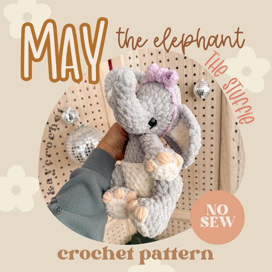 BkayCrochetCo May the Elephant STUFFIE Amigurumi Crochet Pattern PDF