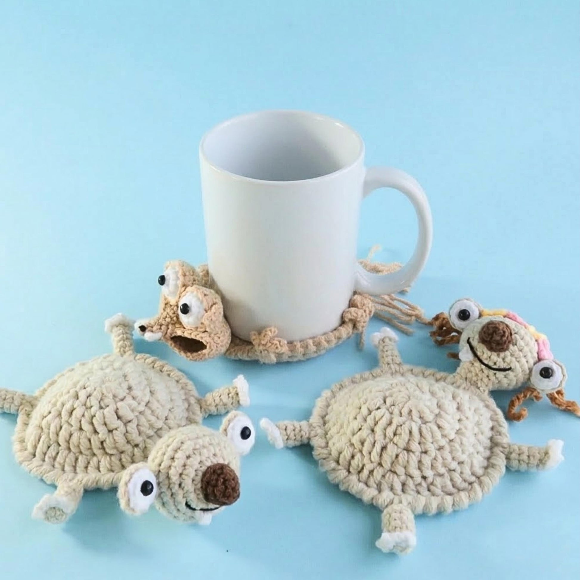 Hooktasyy 3-in-1 Sloth & Squirrel Popping Coaster Beginner Crochet Pattern PDF