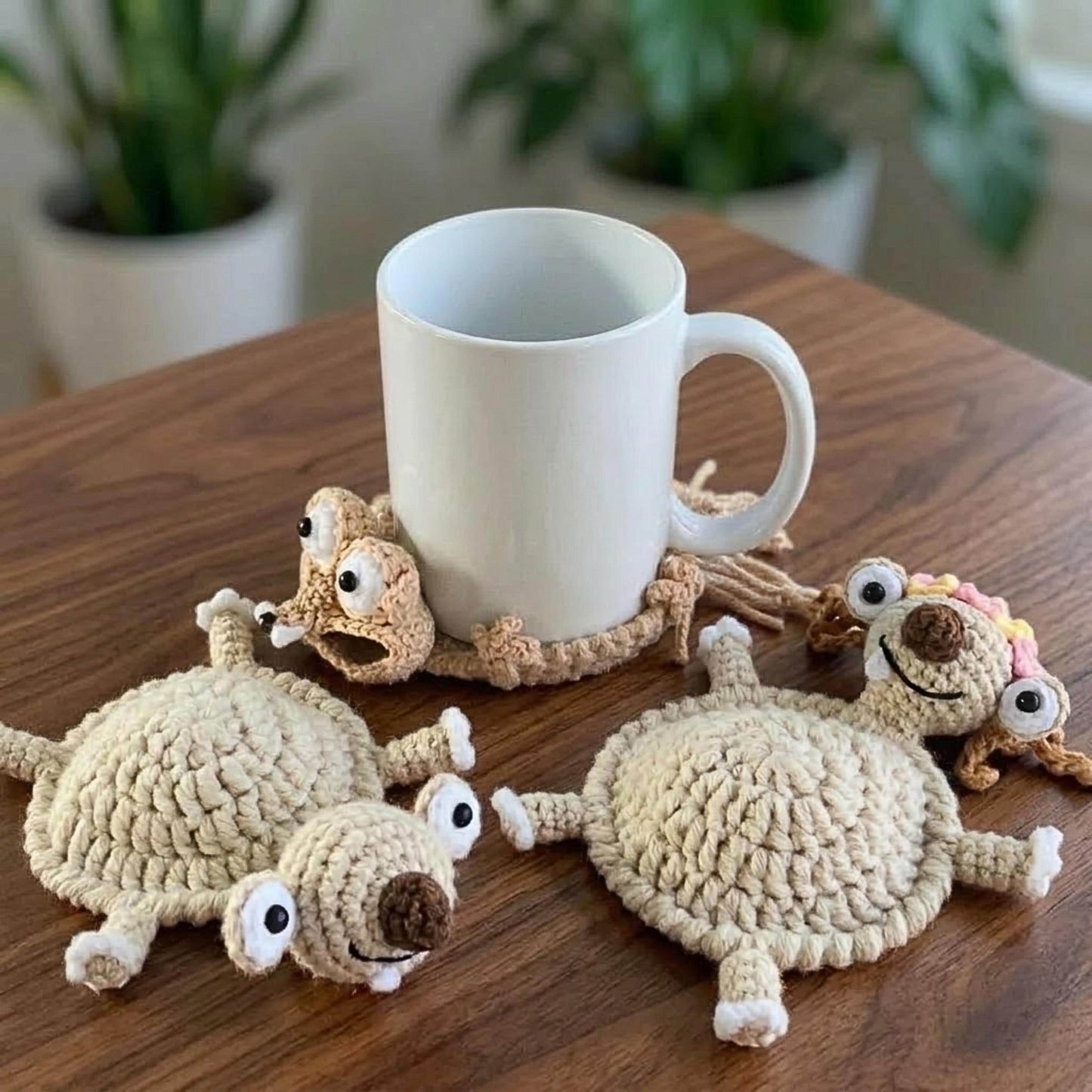 Hooktasyy 3-in-1 Sloth & Squirrel Popping Coaster Beginner Crochet Pattern PDF