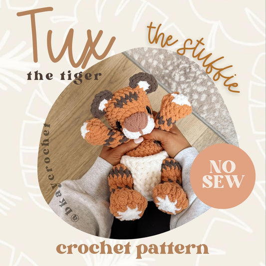 BkayCrochetCo Tux the Tiger STUFFIE Amigurumi Crochet Pattern PDF