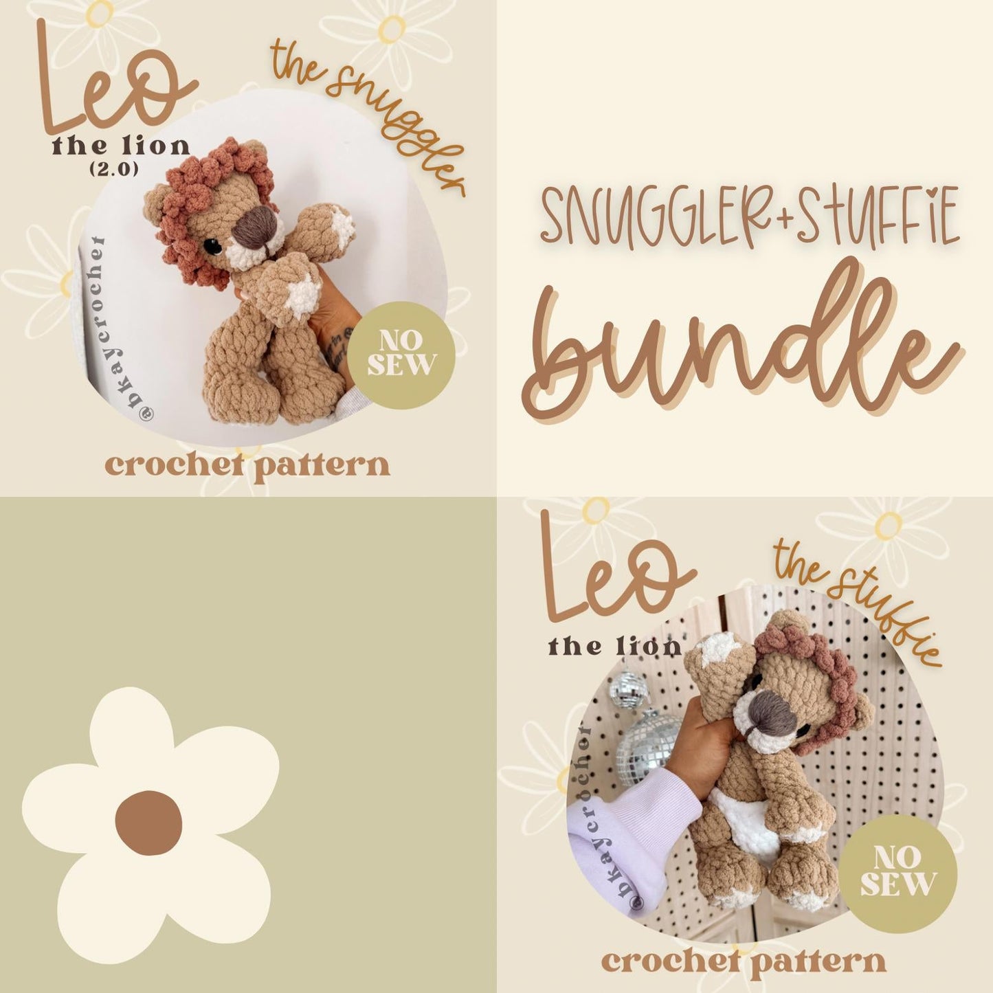 BkayCrochetCo Leo the Lion SNUGGLER and STUFFIE Amigurumi Crochet Pattern PDF